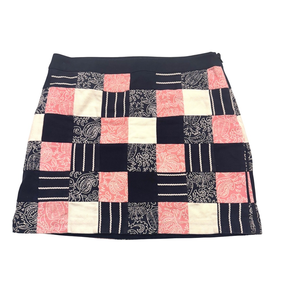 Vineyard‎ Vines Patchwork Mini Skirt Pink Navy White Preppy Size 6